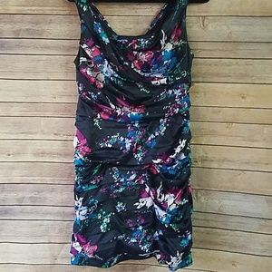 Express floral ruched dress